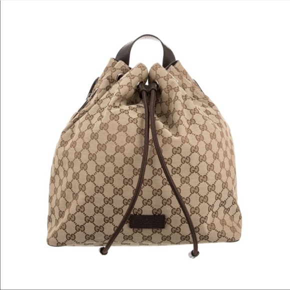 *AUTHENTIC* Gucci Logo Canvas Backpack - Picture 2 of 9